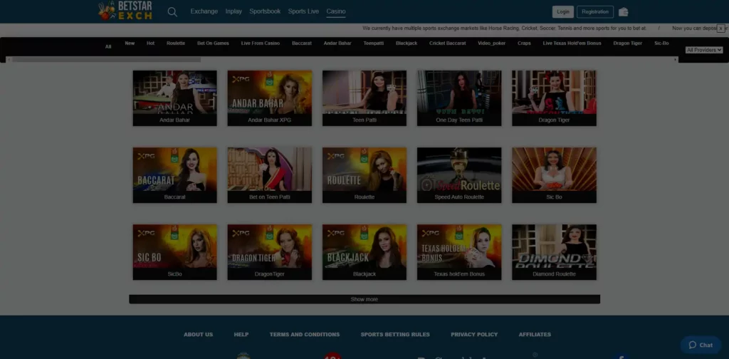 Betstarexch casino games